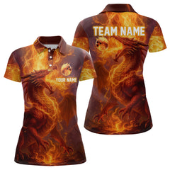 Maxcorners Custom Dragon Bowling Shirt for Men Women Bowling Jersey Flaming Bowling Shirt LM0705