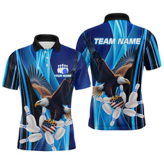 Maxcorners Custom Blue Eagle Bowling Shirt for Men Women Team Bowling Polo Shirts & 1/4 Zip LM2504