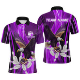 Maxcorners Custom Purple Eagle Bowling Shirt for Men Women Team Bowling Polo Shirts & 1/4 Zip LM2504