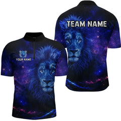Maxcorners Lion Bowling Shirts for Men Women Team Custom Bowling Polo and Quarter Zip MT3107