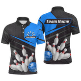 Maxcorners Blue Bowling Shirt For Men&Women Team Bowling Jersey Colorful Bowling Polo & 1/4 Zip LM123