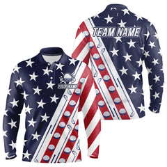 Maxcorners Custom American Golf Polo Shirt Patriotic Golf Shirts for Men Women Team Name LM2007