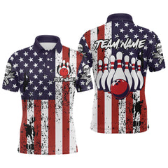 Maxcorners US Patriotic Bowling Shirts Custom American Bowling Jersey for Men Women Team