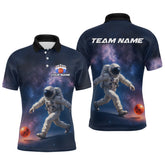 Maxcorners Custom Astronaut Bowling Shirts for Men Women Team Bowling Polo & Quarter Zip Shirts 1 LM1008