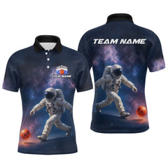 Maxcorners Custom Astronaut Bowling Shirts for Men Women Team Bowling Polo & Quarter Zip Shirts 1 LM1008