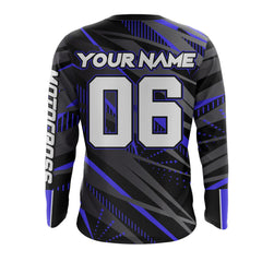 Maxcorners Blue Motocross Racing Jersey Kid Women Men Upf30+ Youth Dirt Bike Off-Road Shirt MT2809
