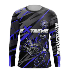 Maxcorners Blue Motocross Racing Jersey Kid Women Men Upf30+ Youth Dirt Bike Off-Road Shirt MT2809