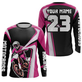 Maxcorners Custom Motocross Jersey Pink Dirt Bike Shirt For Kid Women Men Off-road Shirt MT2709