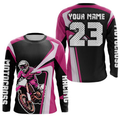 Maxcorners Custom Motocross Jersey Pink Dirt Bike Shirt For Kid Women Men Off-road Shirt MT2709