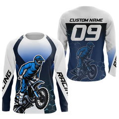 Maxcorners Custom Blue Motocross Jersey Youth Dirt Bike Shirt Men Kid Women Motorcycle Shirts LM2809