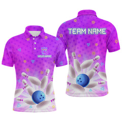 Maxcorners Purple Custom Bowling Shirts Men Women Team Bowling Jerseys Polo and Zip Shirt