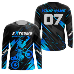 Maxcorners Blue Motocross Racing Jersey Custom Dirt Bike Shirt Kid Women Men Motorcycle Shirt MT2709