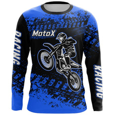Maxcorners Blue Motocross Jersey Custom Dirt Bike Shirt Upf30+ Kid Men Women Motorcycle Shirt MT2709