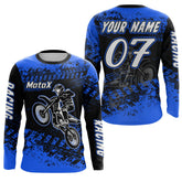Maxcorners Blue Motocross Jersey Custom Dirt Bike Shirt Upf30+ Kid Men Women Motorcycle Shirt MT2709
