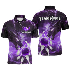 Maxcorners Custom Dragon Bowling Shirt Purple Thunder Bowling Jersey for Men Women Team LM184