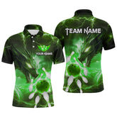 Maxcorners Custom Dragon Bowling Shirt Green Thunder Bowling Jersey for Men Women Team LM184
