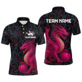 Maxcorners Pink Dragon Bowling Shirt Custom Bowling Jerseys for Men Women with Team Name LM2504