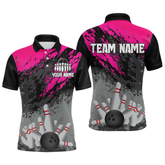 Maxcorners Custom Pink Bowling Shirt forMen Women Team Bowling Jersey Bowling Polo & 1/4 Zip Shirt