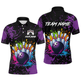 Maxcorners Custom Purple Watercolor Bowling Shirts For Men Women Team Funny Bowling Jersey