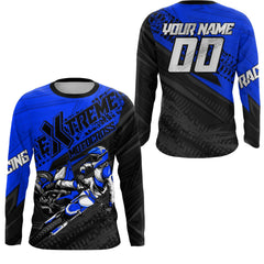 Maxcorners Blue Motocross Racing Jersey Upf30+ Kid Men Women Dirt Bike Shirt Off-road Jersey MT2709