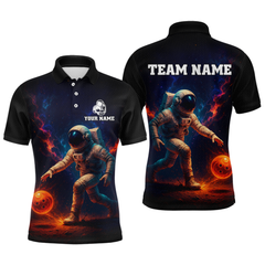 Maxcorners Custom Astronaut Bowling Shirts for Women Men Team Galaxy Bowling Polo and 1/4 Zip TU1410