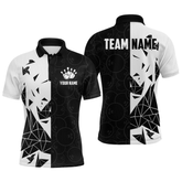 Maxcorners Black & White Bowling Shirts for Women Men Custom Team Bowling Polo&1/4 Zip Shirt