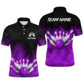 Maxcorners Purple Smoke Bowling Shirts for Men Women Team Personalized Bowling Polo and Quarter Zip MT2108