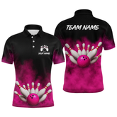 Maxcorners Pink Smoke Bowling Shirts for Men Women Team Personalized Bowling Polo and Quarter Zip MT2108