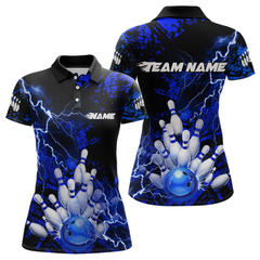 Maxcorners Blue Thunder Lightning Bowling Shirt Custom Colorful Bowling Jersey Men Women Team LM0705