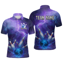 Maxcorners Custom Purple Lightning Bowling Shirts for Men Women Team LM3010