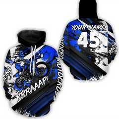 Maxcorners Custom Blue Motocross Racing Hoodie Jersey Dirt Bike Hoodie Zip Biker Men Women MT2709