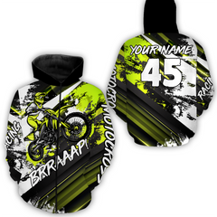 Maxcorners Custom Lime Green Motocross Racing Hoodie Jersey Dirt Bike Hoodie Zip Biker Men Women MT2709