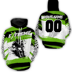 Maxcorners Custom Green Motocross Racing Hoodie Jersey for Biker Men Women Dirt Bike Hoodie Zip MT2709