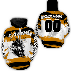 Maxcorners Custom Orange Motocross Racing Hoodie Jersey for Biker Men Women Dirt Bike Hoodie Zip MT2809