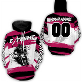 Maxcorners Custom Pink Motocross Racing Hoodie Jersey for Biker Men Women Dirt Bike Hoodie Zip MT2809