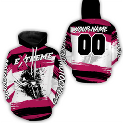Maxcorners Custom Pink Motocross Racing Hoodie Jersey for Biker Men Women Dirt Bike Hoodie Zip MT2809
