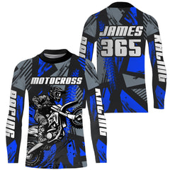 Maxcorners Blue Motocross Jersey Custom Dirt Bike Motorcycle Racing Shirt For Kid Men Women MT2709