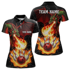Maxcorners Flaming Dragon Bowling Shirt Custom for Men Women Bowling Team League LM0705