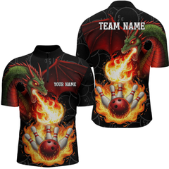 Maxcorners Flaming Dragon Bowling Shirt Custom for Men Women Bowling Team League LM0705