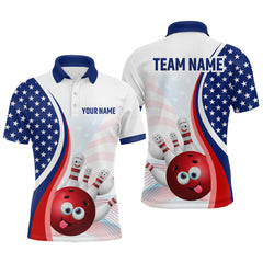 Maxcorners Personalized US Flag Funny Bowling Shirt for Men 3D Bowling Jersey Shirts Polo & Quarter-zip with Team LM0409