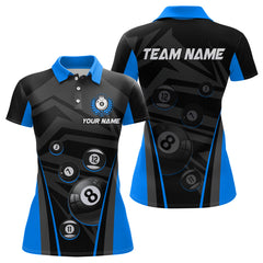 Maxcorners Blue Billiard Jersey Men 8 Ball Crown Billiard Custom Billiard Shirt For Men Billiard Team Jersey Polo & 1/4 Zip