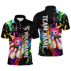 Maxcorners Colorful Bowling Shirt Bowling Jersey Men Personalized Bowling Team Jersey Polo & 1/4 Zip LM0803