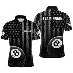 Maxcorners Custom American Flag 8 Ball Billiard Shirts for Men, Bowling Team Polo & 1/4 Zip Shirts MT1007