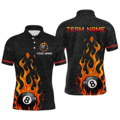 Maxcorners Custom 8 Ball Flame Billiard Shirts for Men Billiard Team Jerseys Polo & 1/4 Zip Shirts LM2206