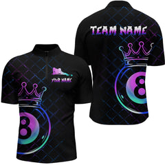 Maxcorners Custom Neon 8 Ball Crown Billiard Shirts for Men Billiard Team Jerseys Polo & 1/4 Zip Shirts LM2206