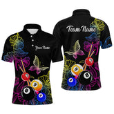 Maxcorners Custom Butterfiles Ball Billiard Shirts for Men Billiard Team Jerseys Polo & 1/4 Zip Shirts LM2206