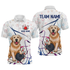 Maxcorners Custom Funny Dog Paw Bowling Men Polo & 1/4 Zip Shirts Bowling Team Jerseys LM3006