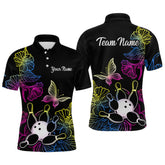 Maxcorners Colorful Butterflies Bowling Shirt For Men Personalized Bowling Team Jersey Shirts Polo & Quarter-Zip