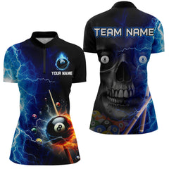 Maxcorners Custom Skull Thunder Billiard Shirts for Men Billiard Team Jerseys Polo & 1/4 Zip Shirts MT1706
