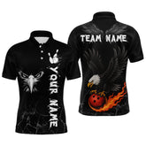 Maxcorners Custom Black Eagle Bowling Men Bowling Shirt Polo & Quarter-Zip Bowling Team Jerseys LM0706
